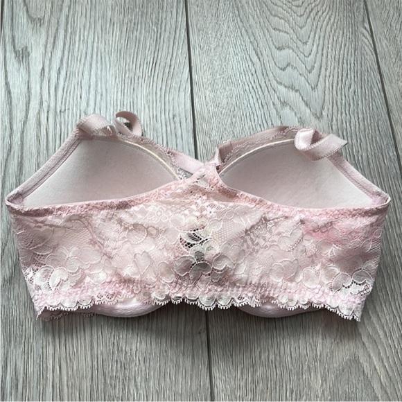 Victoria’s Secret Dream Angels Racer Back Demi Bra Pink Lace Size 32DD - Picture 2 of 5